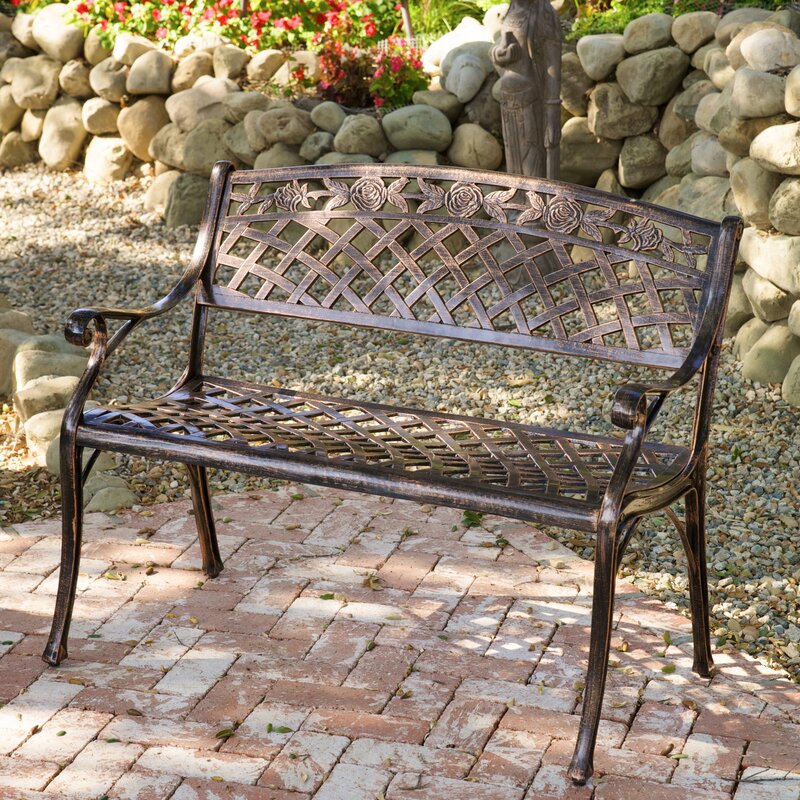 Alcott Hill Caffey Cast Aluminum Garden Bench & Reviews Wayfair